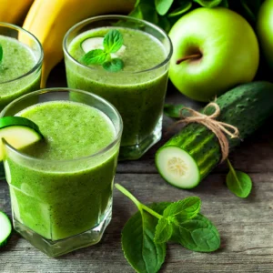 Verres de smoothie detox vert, une boisson rafraîchissante cure d'amincissement luxopuncture rochefort