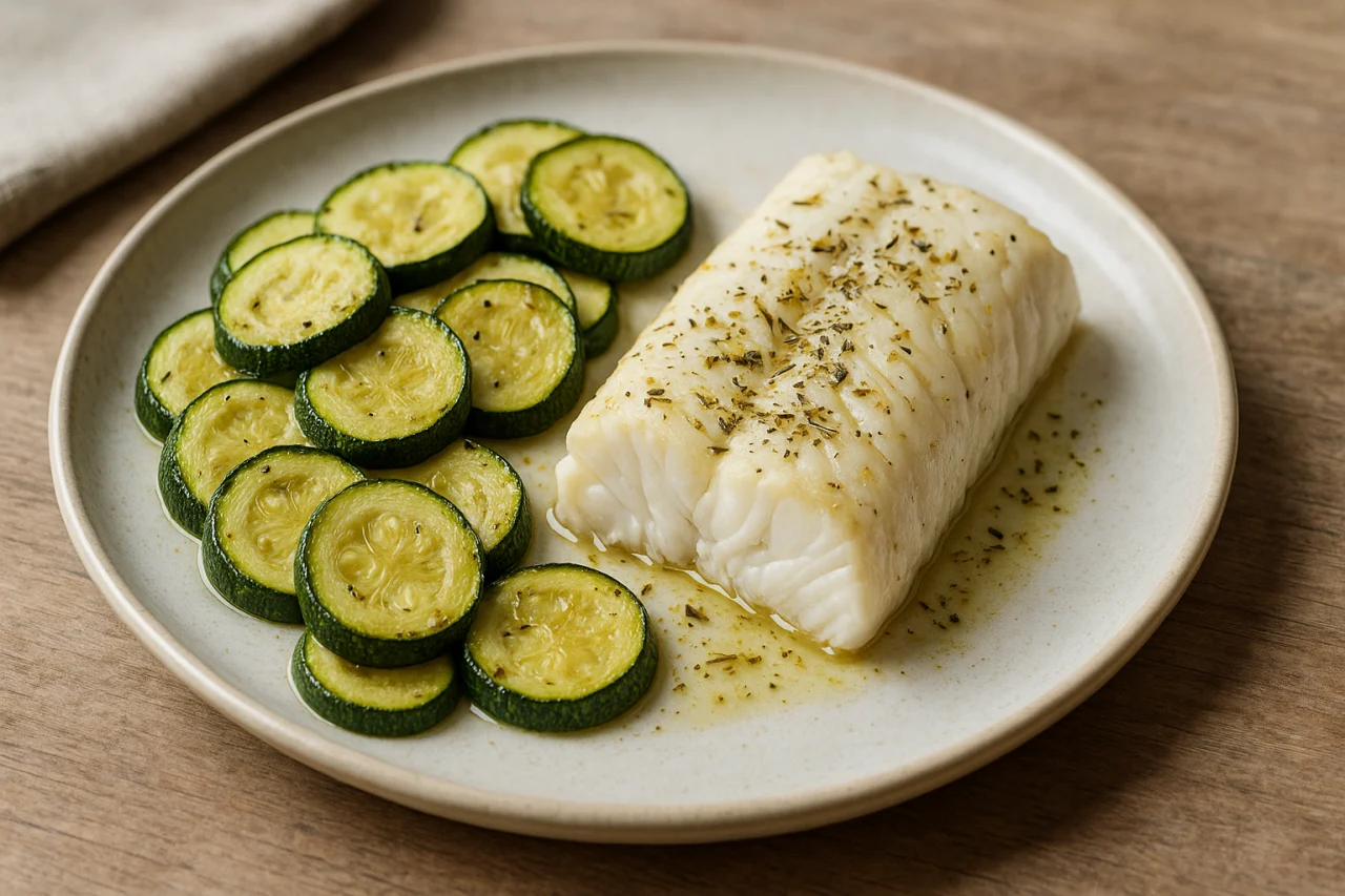 Cabillaud au four et courgettes