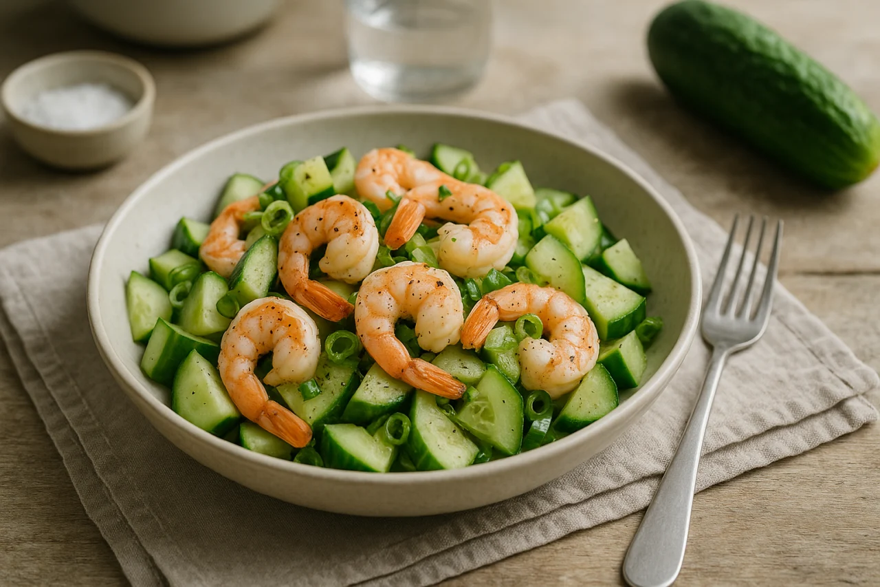 Salade de crevettes et concombre