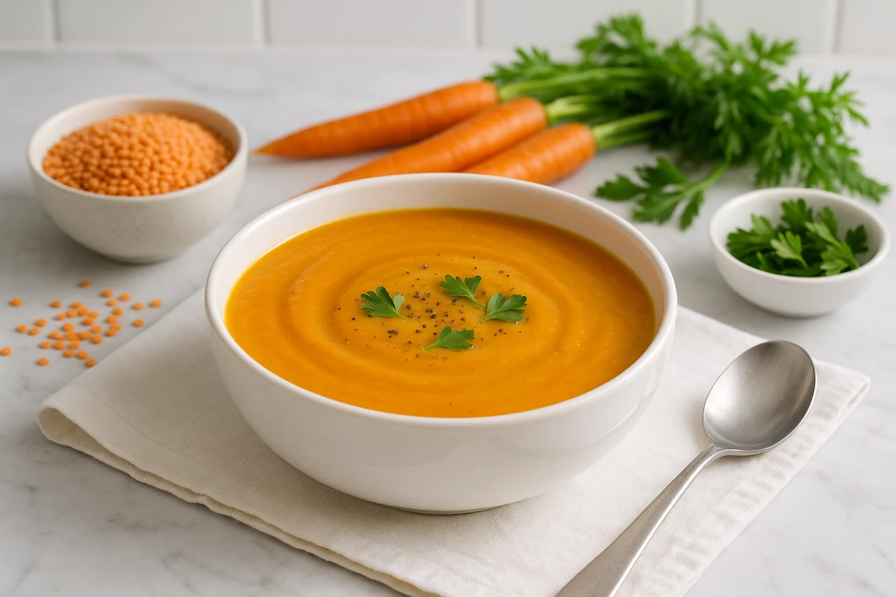 Velouté de lentilles corail et carottes