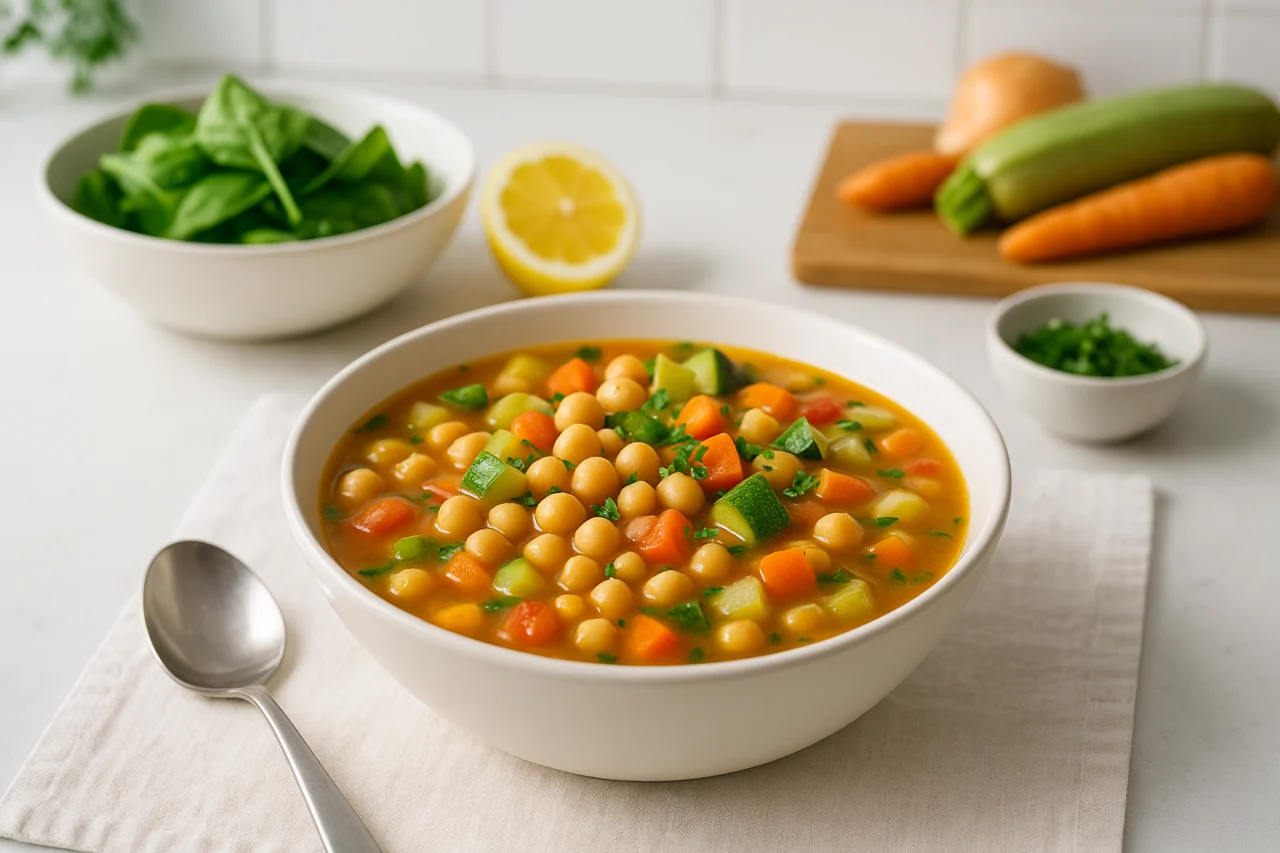 Soupe rustique pois chiches et légumes