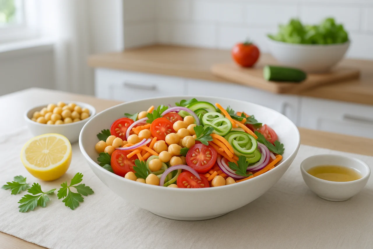 Salade de pois chiches et crudités