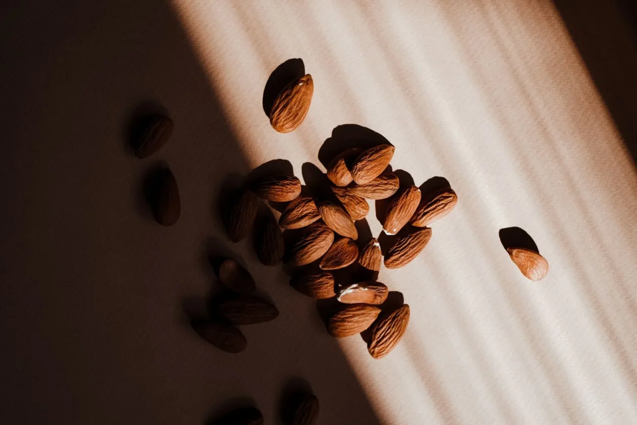 Des amandes dans une lumière rasante